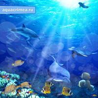 Шторка в ванную комнату, фотопечать "МОРСКОЕ ДНО"